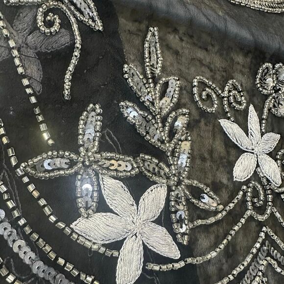 Papell Boutique Evening Jacket Women’s Small Silk Beaded Sheer Embroidered Fairy - Picture 8 of 13